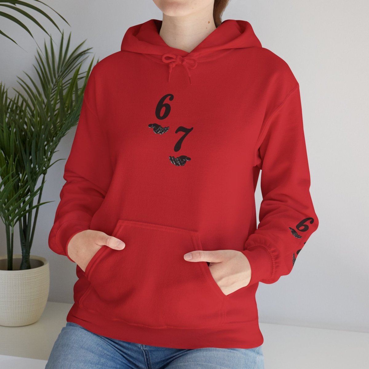 Hooded Sweatshirt - 6 7 w/hands on Front , Six Seven on back and 6 7 w hands on Left side - Sole & Drip