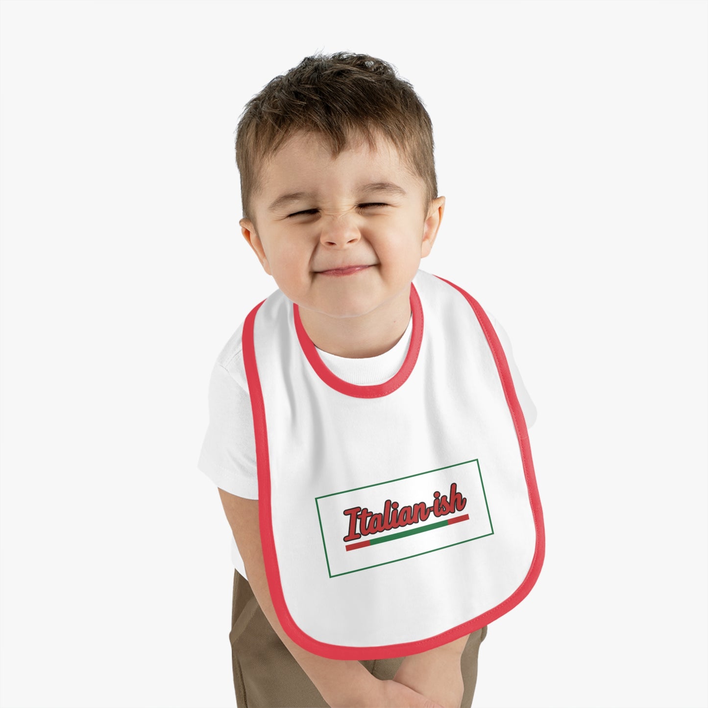 Baby Bib — "Italian-ish" Contrast Trim Jersey Baby Bib