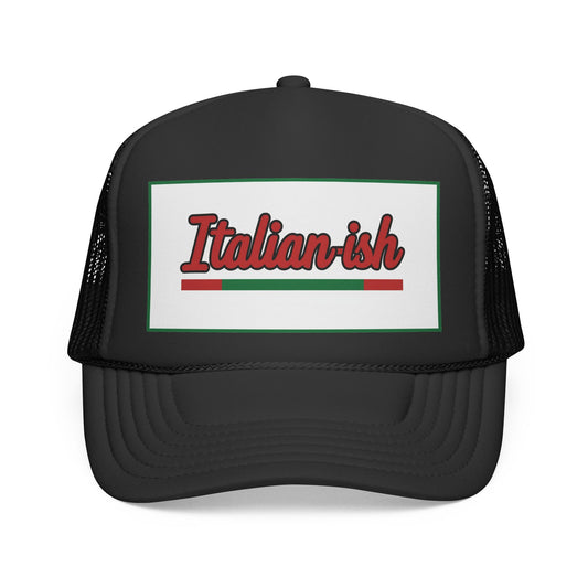 Italian-ish Trucker Cap — Red Retro Italy Flag Patch Hat