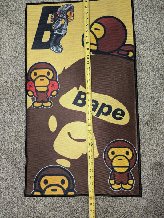 NEW Hypebeast BAPE Baby Milo Multi - Graphic Rug 34x20" Runner Mat Yellow/Brown - Sole & Drip
