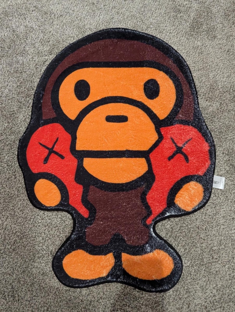 NEW Hypebeast BAPE x KAWS Baby Milo Tufted Rug Ape Monkey 29x25" Streetwear - Sole & Drip