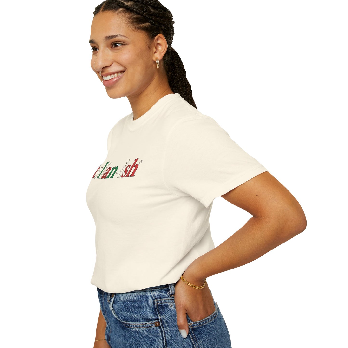 Italian-ish Graphic T-Shirt – Funny Italy Flag Text Tee