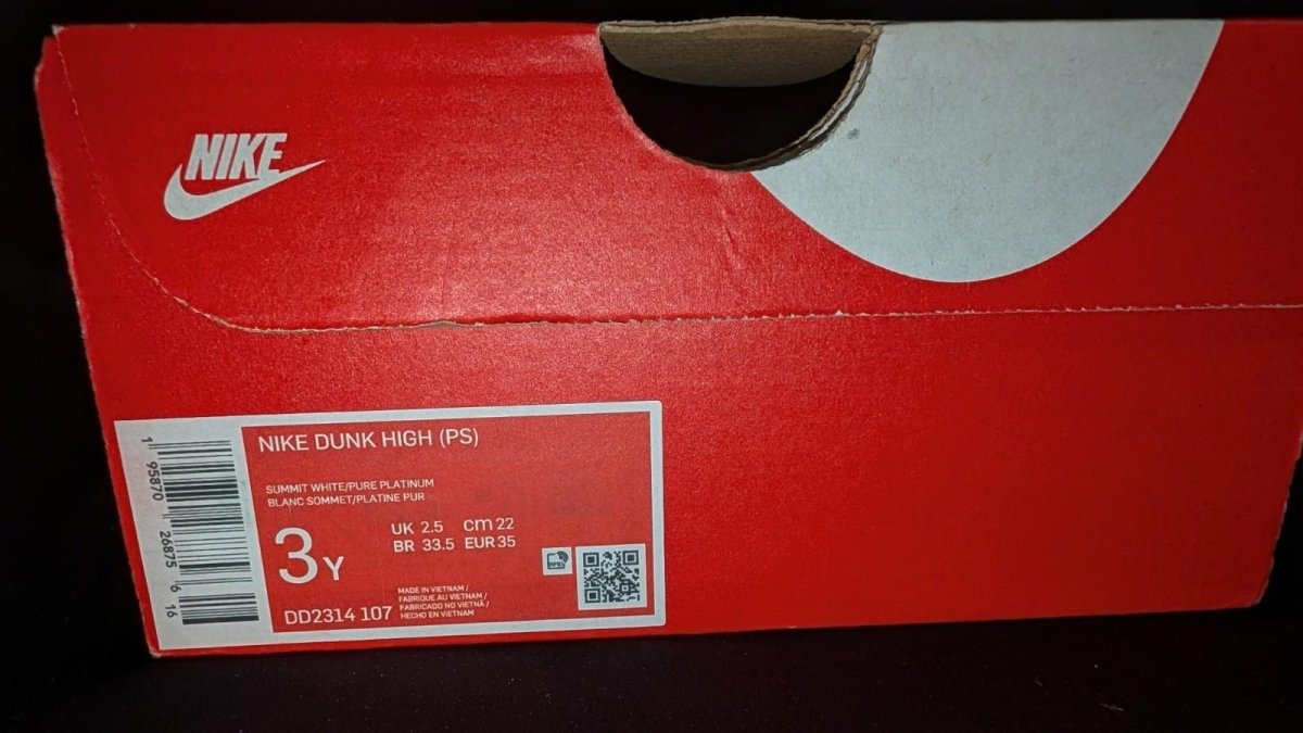 Nike Dunk High PS DD2314 - 107 "White Pure Platinum" Size 3Y - Sole & Drip