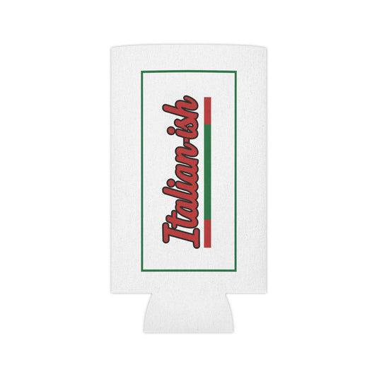 Italian-ish Can Cooler – Retro Script with Italy Flag Accent