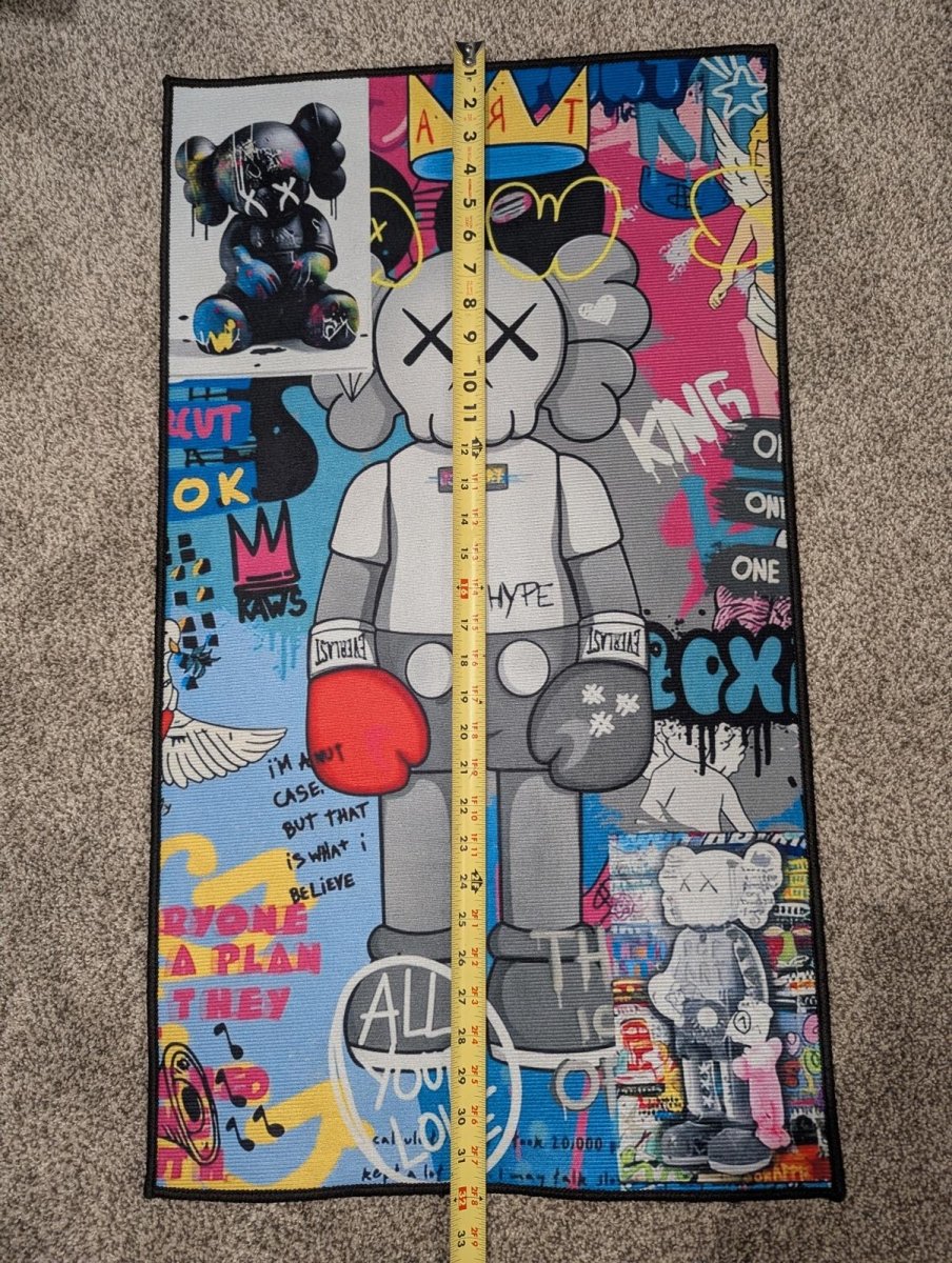 NEW KAWS Companion Boxer Graffiti Rug 32x18" Street Art Hypebeast Runner Mat - Sole & Drip