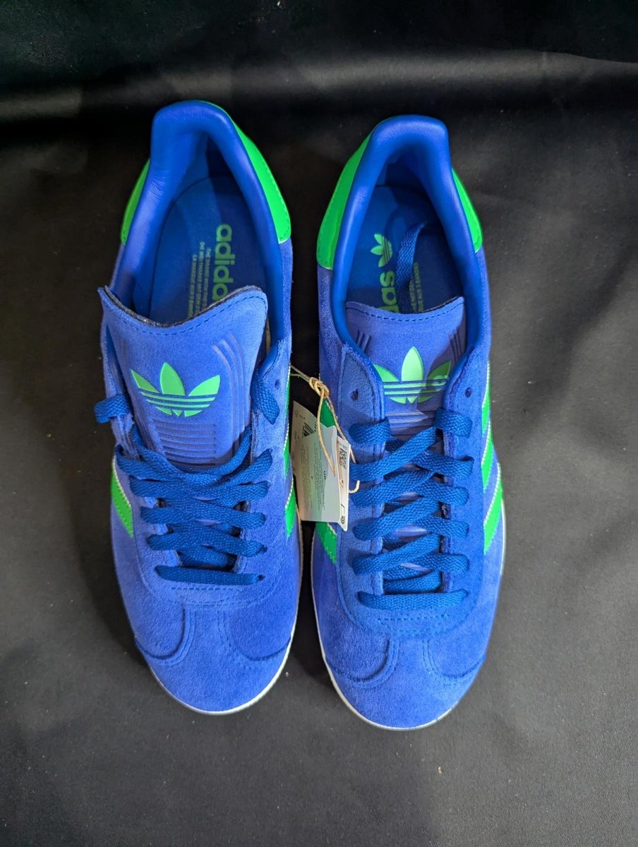 NEW Adidas Gazelle "Royal Blue/Lucid Green" Suede Size 7.5 Retro Sneaker JH5389 - Sole & Drip