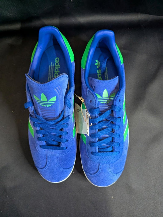 NEW Adidas Gazelle "Royal Blue/Lucid Green" Suede Size 7.5 Retro Sneaker JH5389 - Sole & Drip