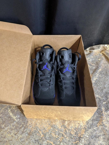 Jordan 6 Retro "Aqua" GS Size 6.5Y Excellent Cond Black Concord CT8529 - 004 - Sole & Drip