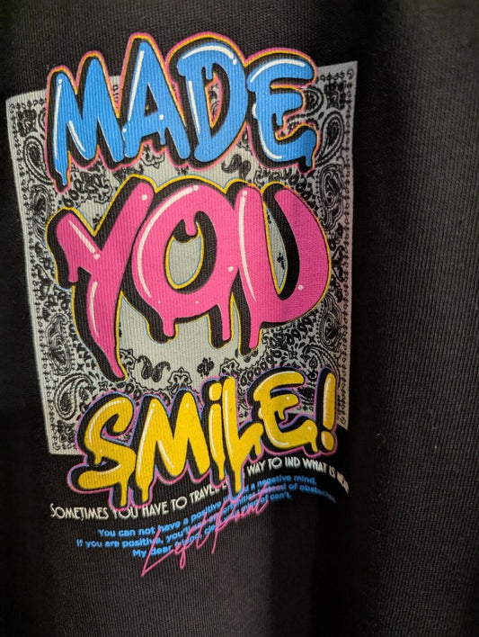 NWT LEFT POINT "Made You Smile" Graffiti Drip T-Shirt Black Neon Large Street - Sole & Drip