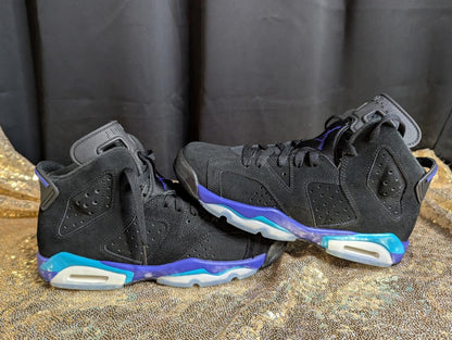 Jordan 6 Retro "Aqua" GS Size 6.5Y Excellent Cond Black Concord CT8529 - 004 - Sole & Drip