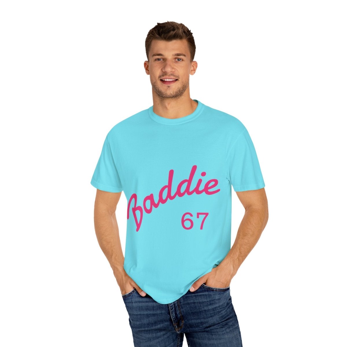 Baddie 67 T-Shirt — Pink Script "Baddie" Front & "Slay" Back - Sole & Drip