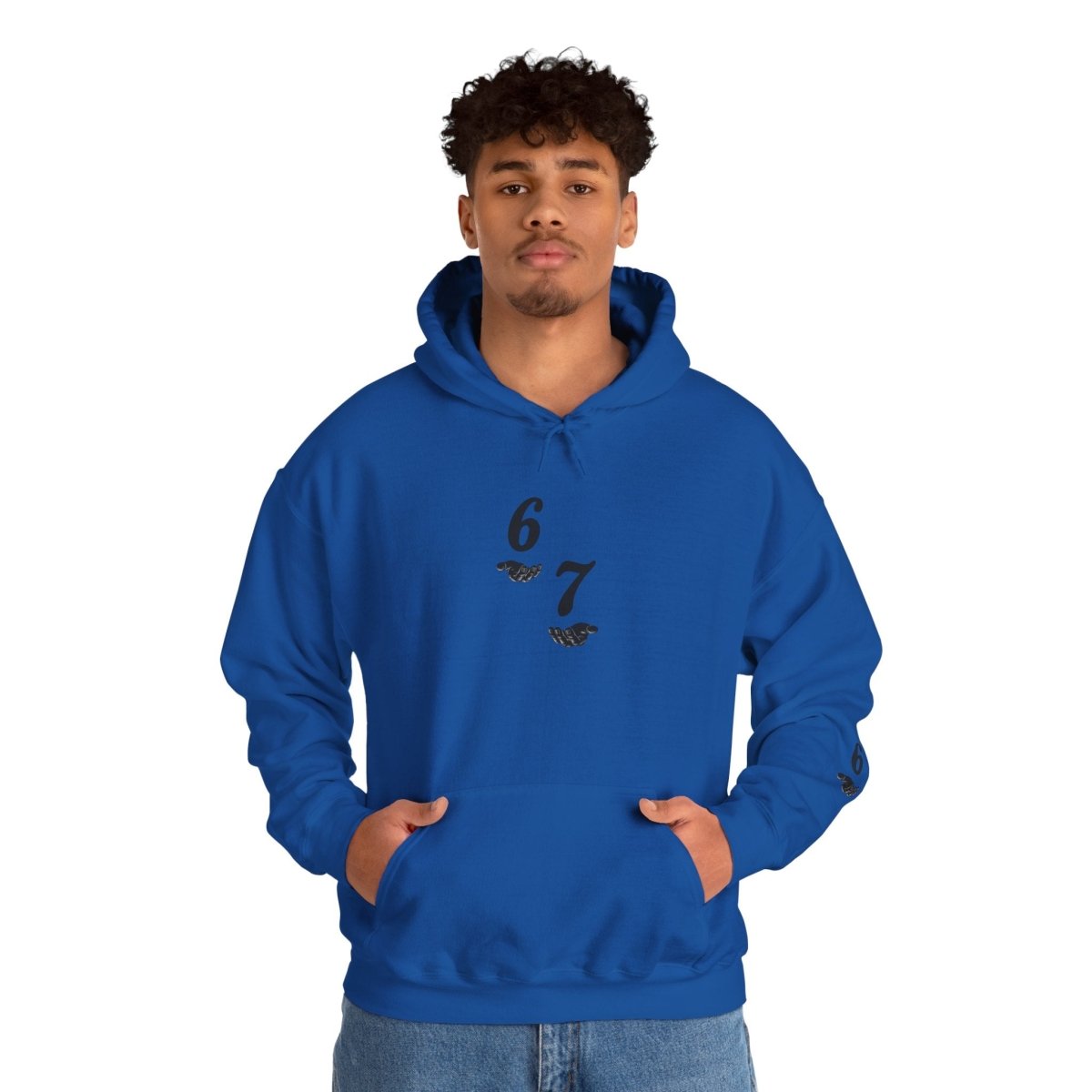 Hooded Sweatshirt - 6 7 w/hands on Front , Six Seven on back and 6 7 w hands on Left side - Sole & Drip