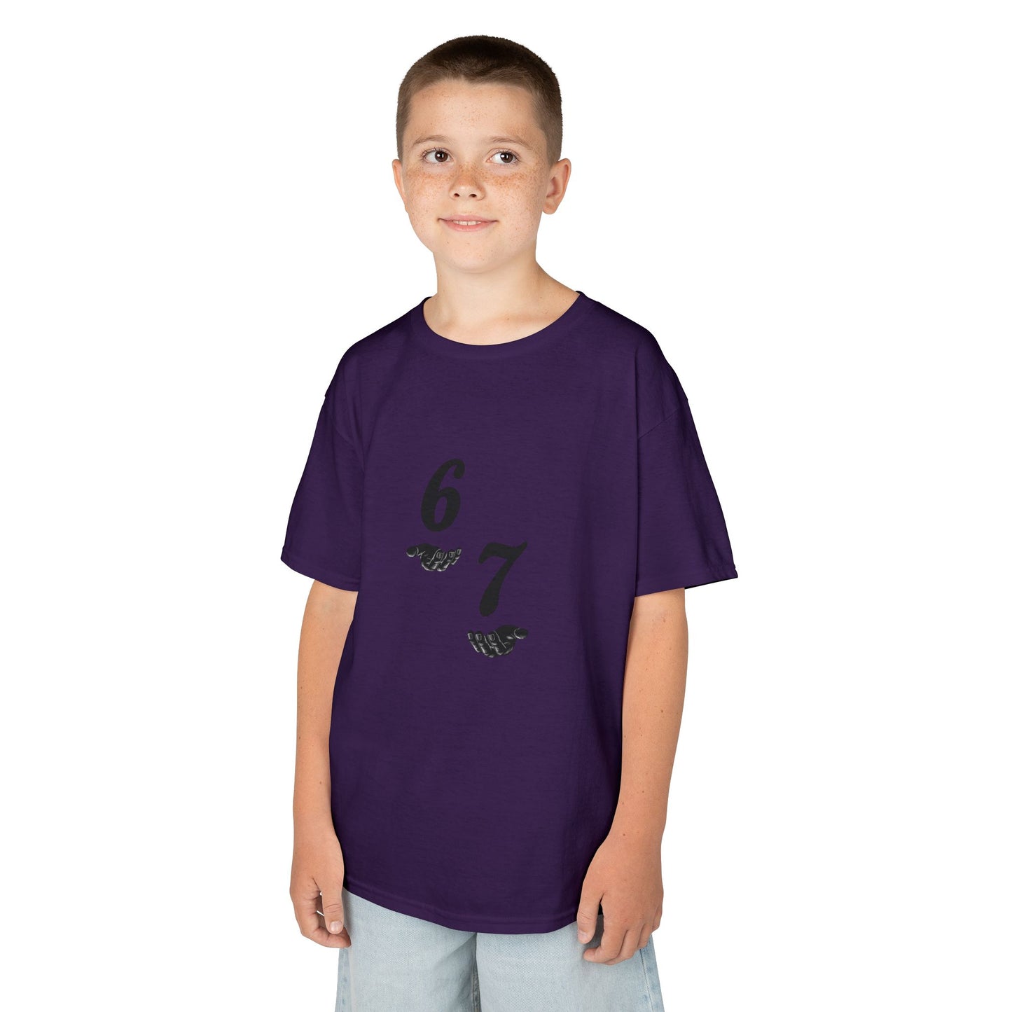 Kids Tee “6 7” Minimalist Graphic — Six Seven Backprint