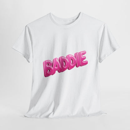 Baddie Pink Bubble Text Tee - Trendy Graphic T-Shirt - Sole & Drip