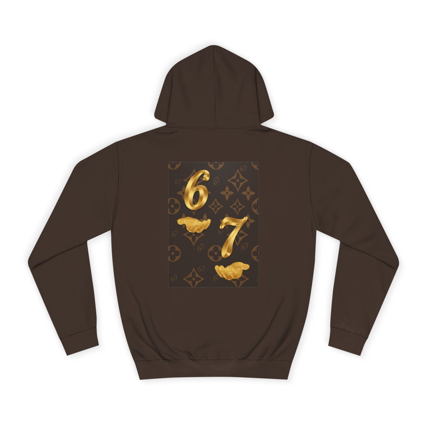 Six Seven Hoodie — Luxury Monogram 6 7 Gold Graphic College Pullover