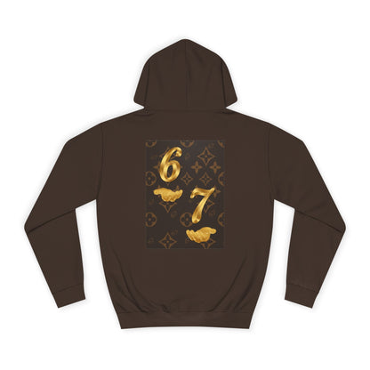 Six Seven Hoodie — Luxury Monogram 6 7 Gold Graphic College Pullover