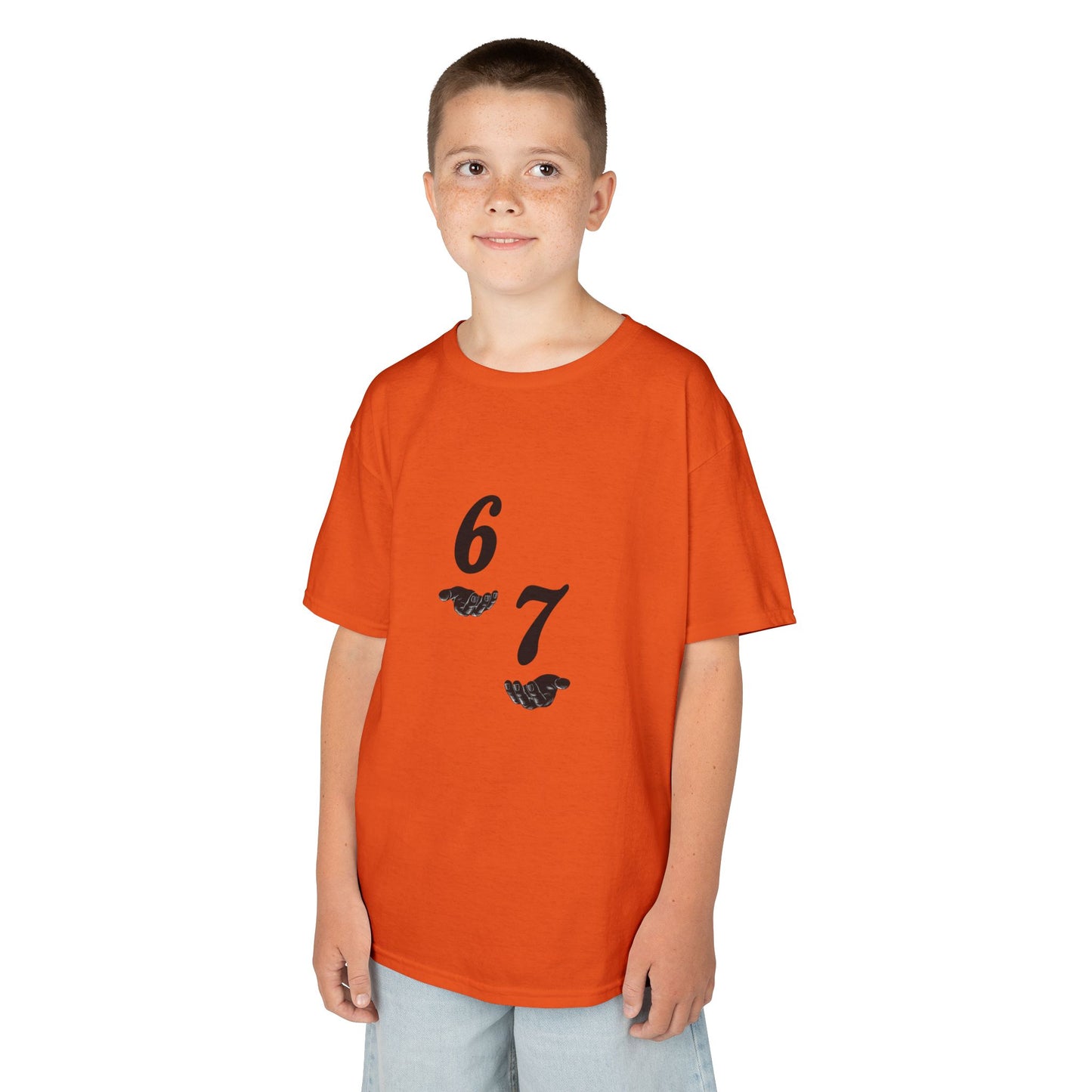 Kids Tee “6 7” Minimalist Graphic — Six Seven Backprint