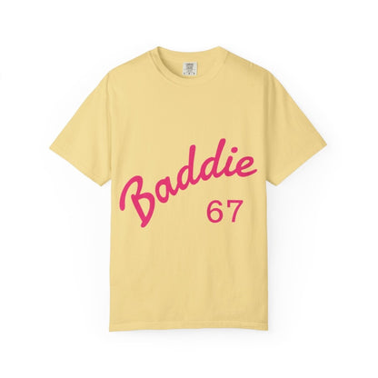 Baddie 67 T-Shirt — Pink Script "Baddie" Front & "Slay" Back - Sole & Drip