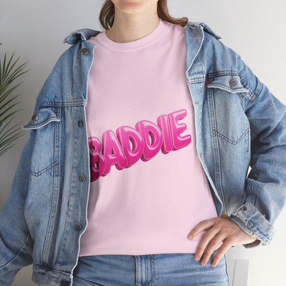 Baddie Pink Bubble Text Tee - Trendy Graphic T-Shirt - Sole & Drip