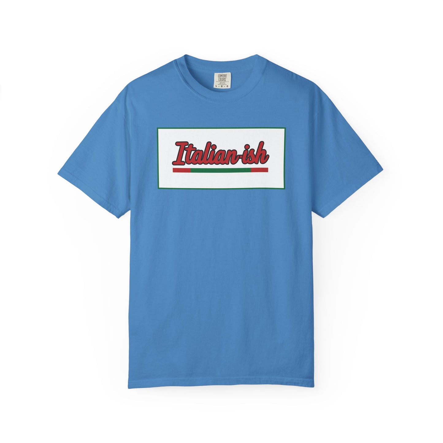 Italian-ish Graphic T-Shirt — Retro Script Design with Italian Flag Accent