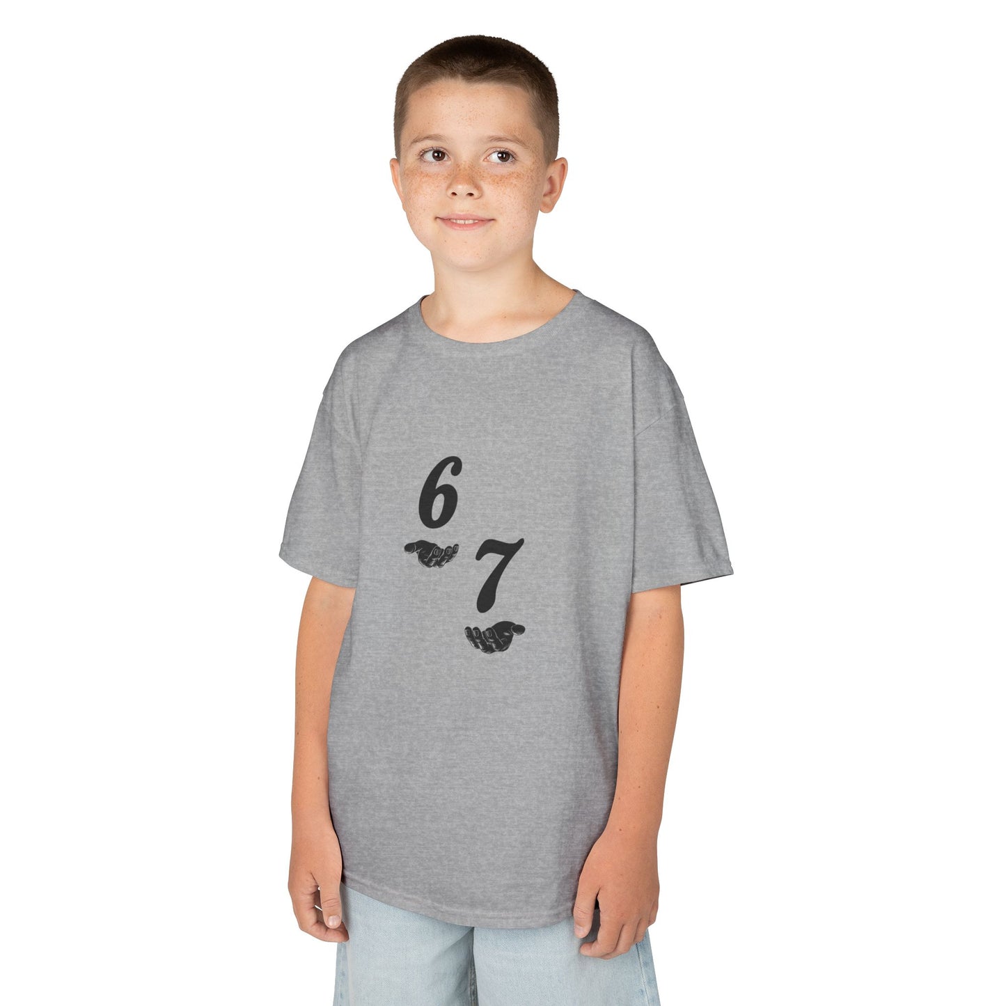 Kids Tee “6 7” Minimalist Graphic — Six Seven Backprint
