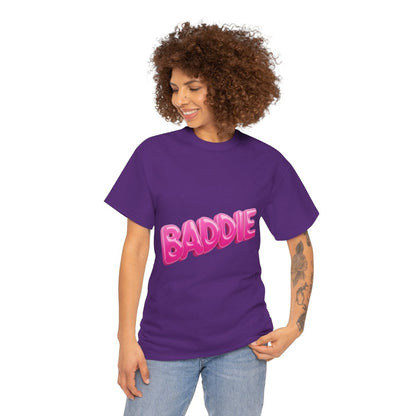 Baddie Pink Bubble Text Tee - Trendy Graphic T-Shirt - Sole & Drip