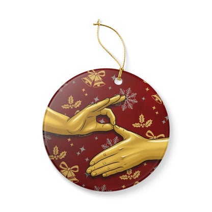 Ceramic Ornament — 6 7 Golden Hand Six Seven Holiday Decoration - Sole and Drip