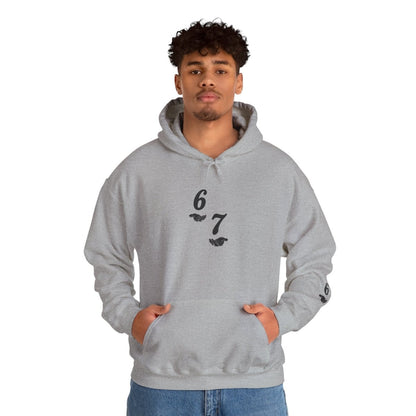 Hooded Sweatshirt - 6 7 w/hands on Front , Six Seven on back and 6 7 w hands on Left side - Sole & Drip