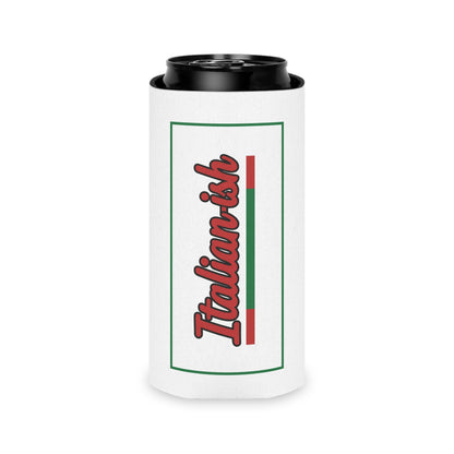 Italian-ish Can Cooler – Retro Script with Italy Flag Accent