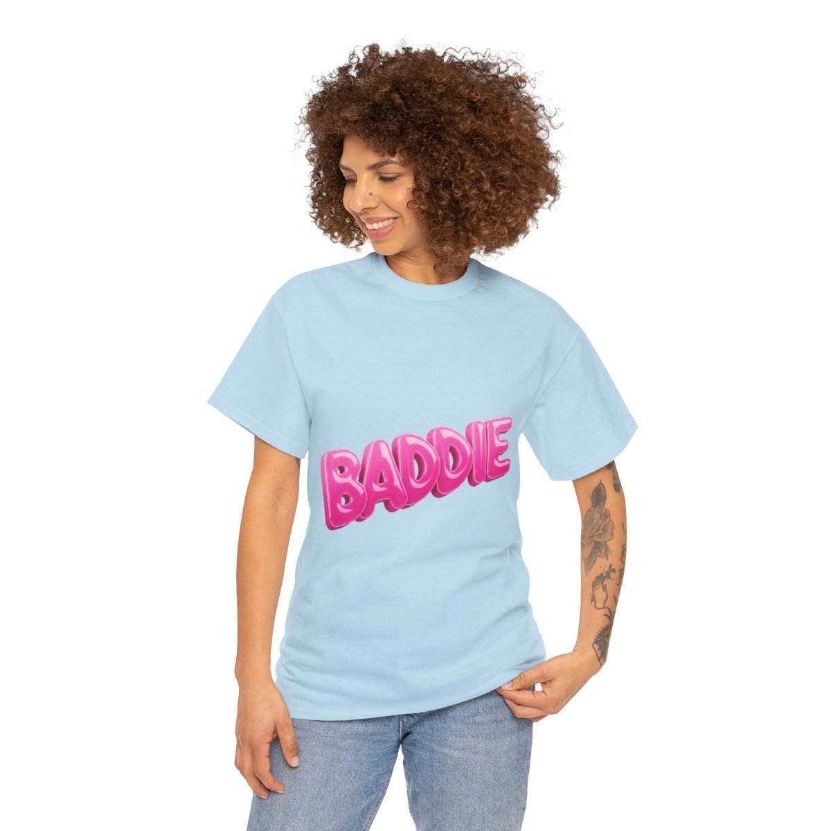 Baddie Pink Bubble Text Tee - Trendy Graphic T-Shirt - Sole & Drip