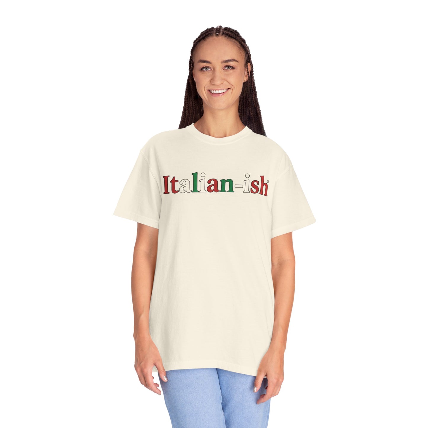Italian-ish Graphic T-Shirt – Funny Italy Flag Text Tee