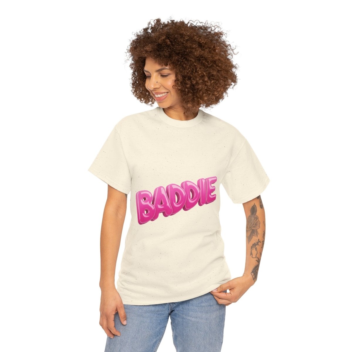 Baddie Pink Bubble Text Tee - Trendy Graphic T-Shirt - Sole & Drip