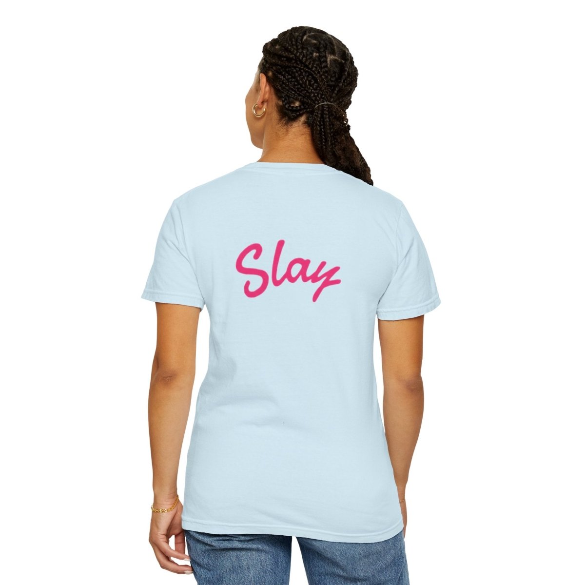 Baddie 67 T-Shirt — Pink Script "Baddie" Front & "Slay" Back - Sole & Drip