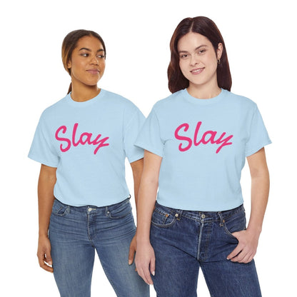 Slay Script T‑Shirt — Pink Script Graphic Tee for Trendy Women & Girls - Sole & Drip