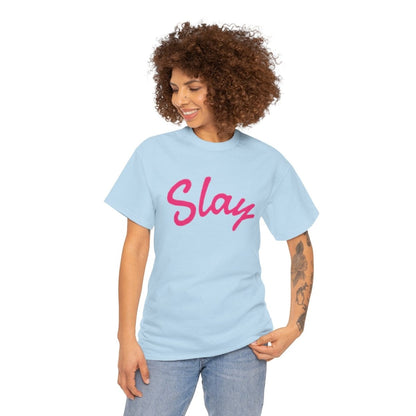 Slay Script T‑Shirt — Pink Script Graphic Tee for Trendy Women & Girls - Sole & Drip