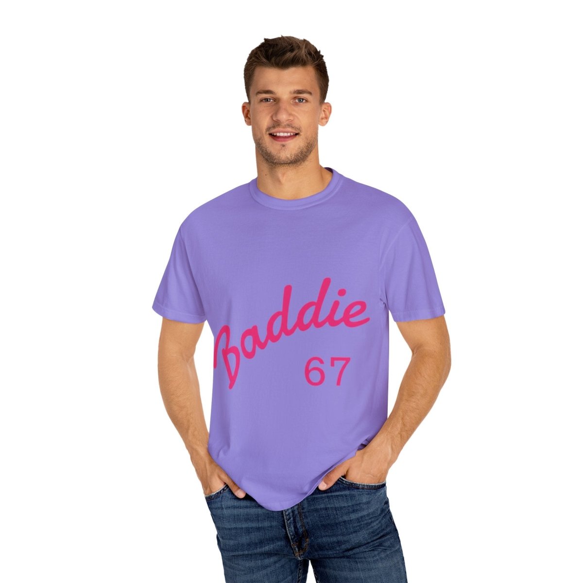Baddie 67 T-Shirt — Pink Script "Baddie" Front & "Slay" Back - Sole & Drip