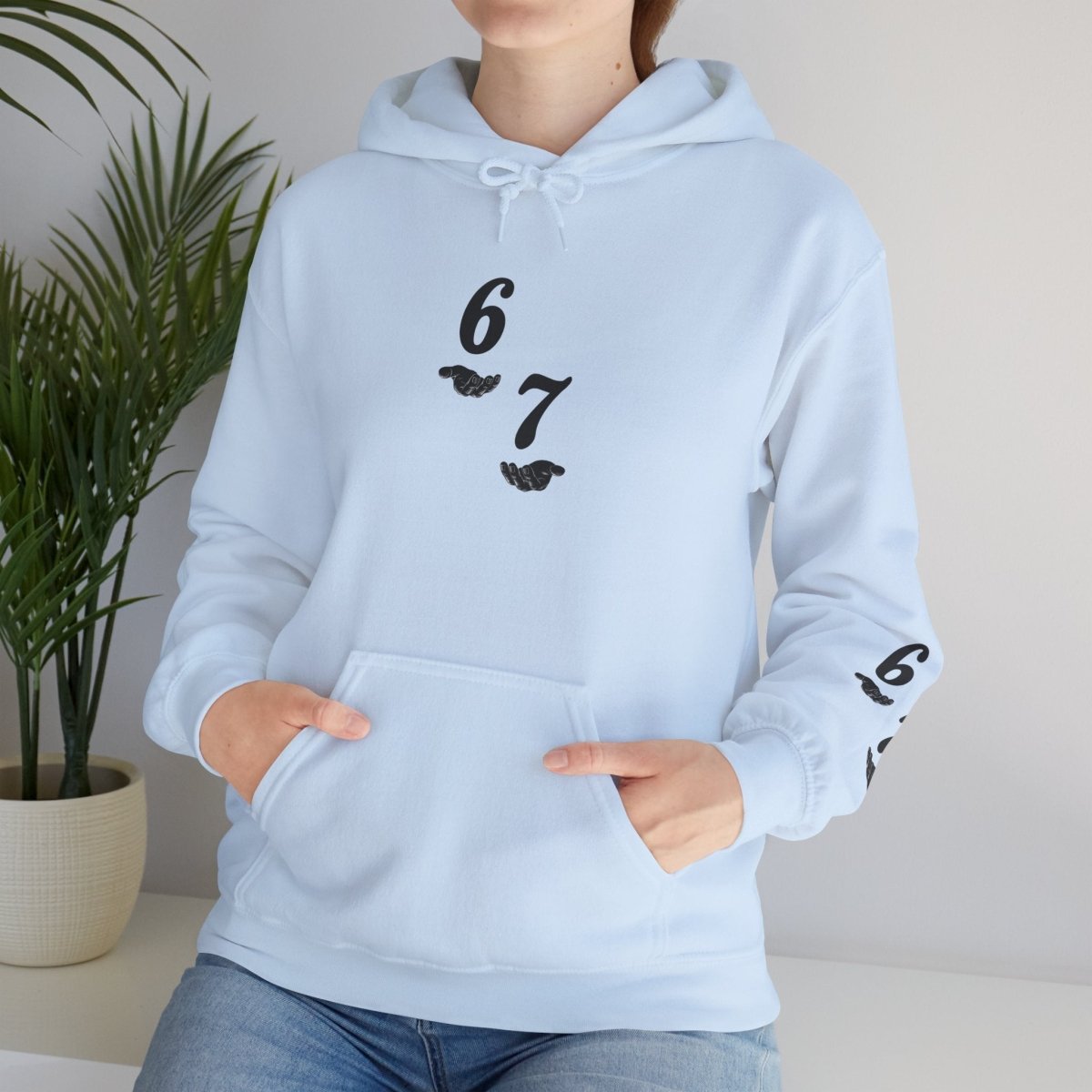Hooded Sweatshirt - 6 7 w/hands on Front , Six Seven on back and 6 7 w hands on Left side - Sole & Drip