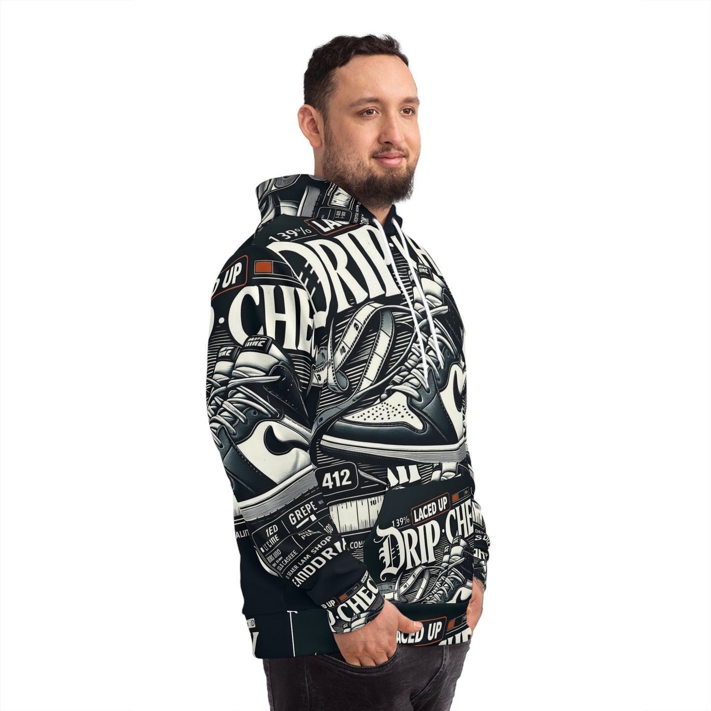 Drip Check Sneaker Hoodie — All-Over Print Streetwear