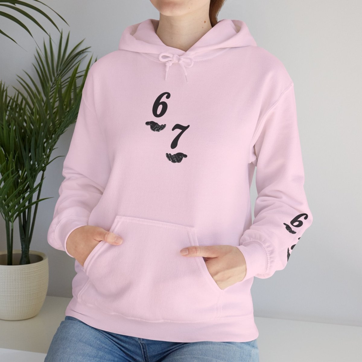 Hooded Sweatshirt - 6 7 w/hands on Front , Six Seven on back and 6 7 w hands on Left side - Sole & Drip