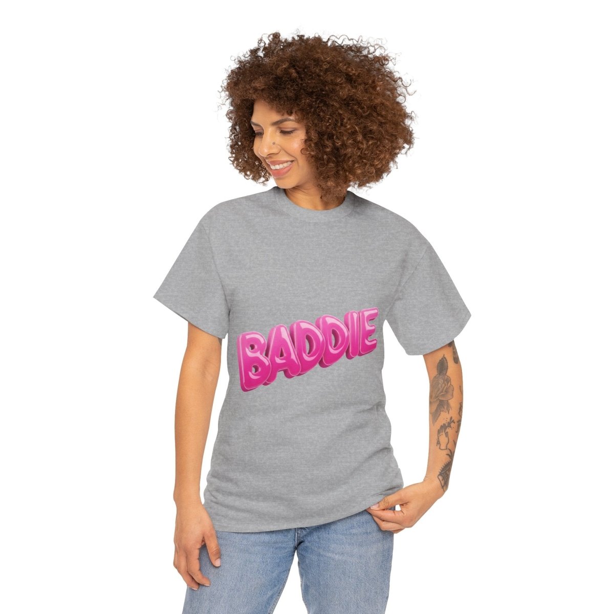 Baddie Pink Bubble Text Tee - Trendy Graphic T-Shirt - Sole & Drip