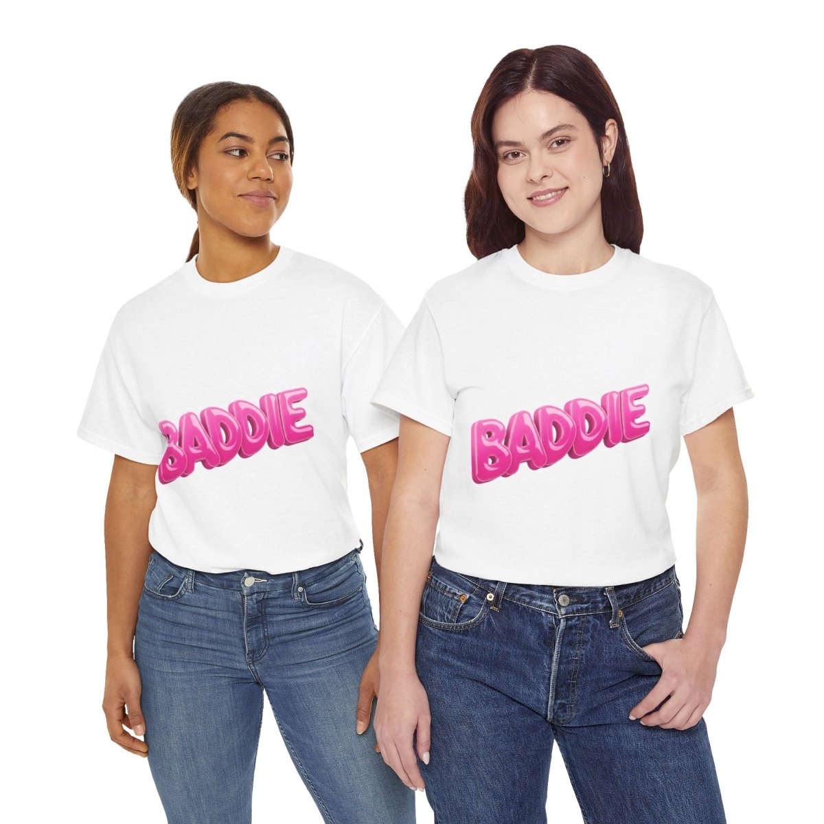 Baddie Pink Bubble Text Tee - Trendy Graphic T-Shirt - Sole & Drip