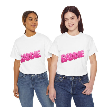 Baddie Pink Bubble Text Tee - Trendy Graphic T-Shirt - Sole & Drip