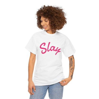 Slay Script T‑Shirt — Pink Script Graphic Tee for Trendy Women & Girls - Sole & Drip