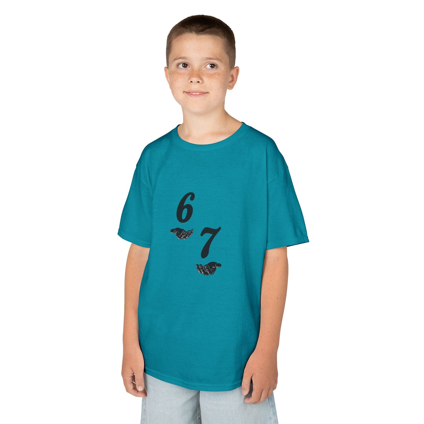 Kids Tee “6 7” Minimalist Graphic — Six Seven Backprint