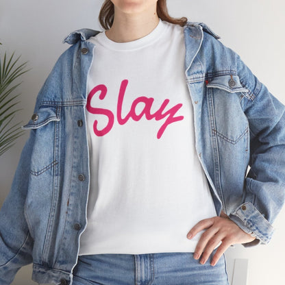 Slay Script T‑Shirt — Pink Script Graphic Tee for Trendy Women & Girls - Sole & Drip