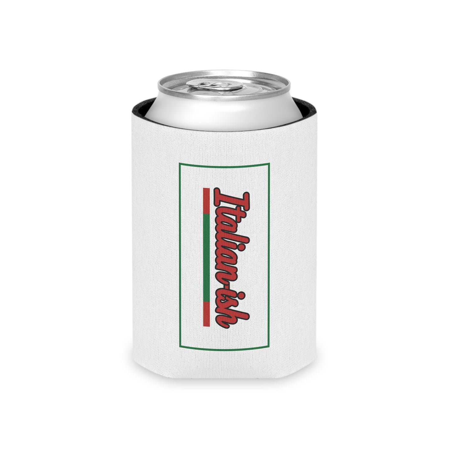 Italian-ish Can Cooler – Retro Script with Italy Flag Accent