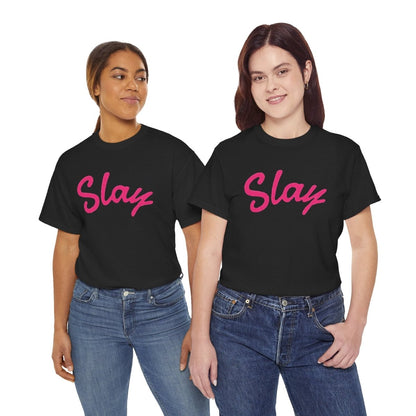 Slay Script T‑Shirt — Pink Script Graphic Tee for Trendy Women & Girls - Sole & Drip