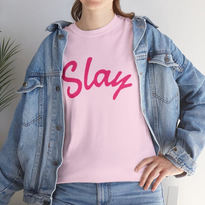 Slay Script T‑Shirt — Pink Script Graphic Tee for Trendy Women & Girls - Sole & Drip