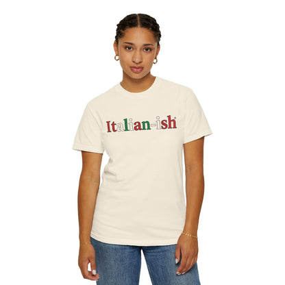 Italian-ish Graphic T-Shirt – Funny Italy Flag Text Tee