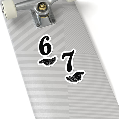 Vintage Hand & Number Kiss - Cut Stickers — 6 and 7 Laptop Decals - Sole & Drip